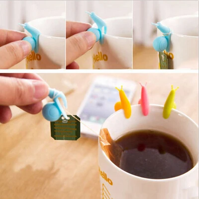 

5 PCS Cute Snail Shape Silicone Tea Bag Holder Cup Mug Candy Colors Gift Set GOOD Tea Tools Random Color