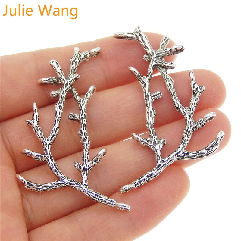 

Julie Wang 3PCS Branches Pendant Charms Alloy Antique Silver Handmade Hanging Tops Connetors Suspension Jewelry Making Accessory
