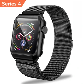 

ASHEI for Apple Watch Series 4 Milanese Loop Band with Metal Protective Case Wrist Bracelet for iWatch 40mm 44mm 38mm 42mm Strap