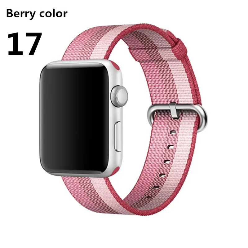 Ремешок Nato для apple watch Band 42 мм 38 мм iwatch band 44 мм/40 мм наручный Браслет apple watch 4 - Band Color: berry 17