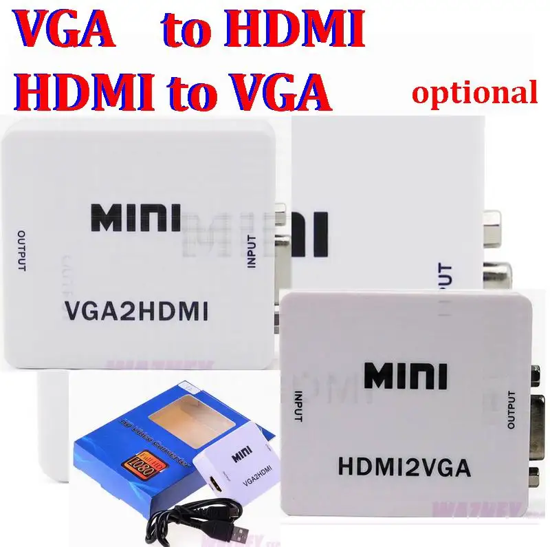 Мини HDMI к VGA конвертер HDMI с аудио HDMI2VGA VGA2HDMI 1080 P разъем адаптера коробка для портативных ПК к HDTV проектору