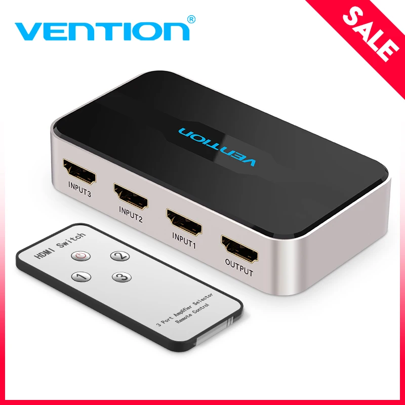 Vention HDMI Switch 3 in 1 out IR Wireless Remote Splitter AC Power Adapter for Chromecast for PS3/4 3D HDCP AliExpress