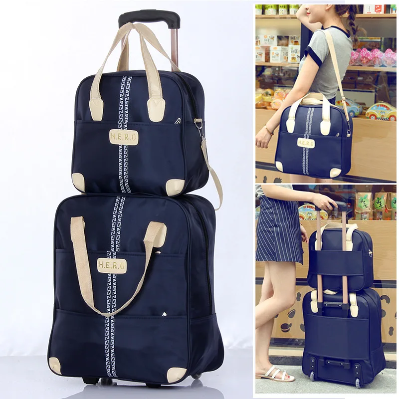 

2019 New Waterproof Oxford Cloth Set of 2 Sets Overnight Bag Travel Bag Luggage Organizer Rolling Backpack Roller Trolley Case