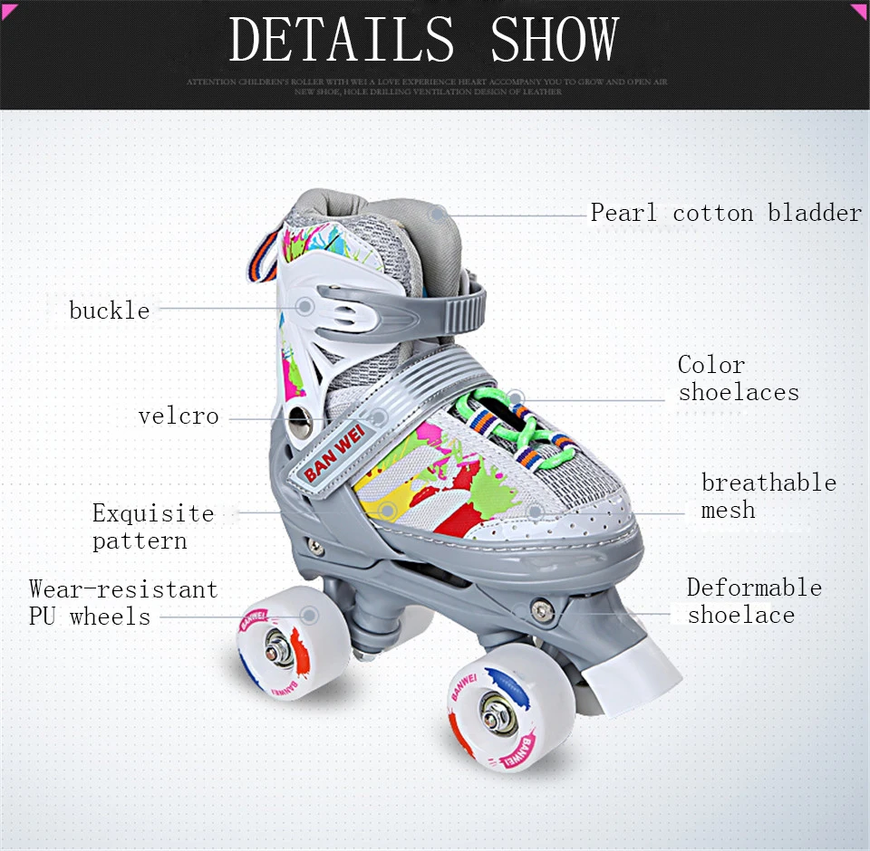Цветные детские роликовые коньки с двумя линиями, роликовые коньки ...