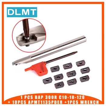 

1PCS BAP 300R C10-10-120 Lathe Turning Tool holder CNC Milling Cutter + 10pcs APMT1135PDER Carbide Inserts + 1PCS wrench
