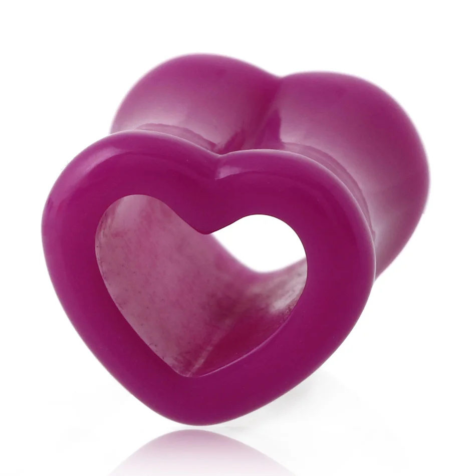 1 пара акриловых ушных заглушек, сердечные тоннели для пирсинга, цветные ушные заглушки, ушные заглушки, измерительные приборы, ювелирные изделия для пирсинга, 4 мм-12 мм - Metal color: Purple