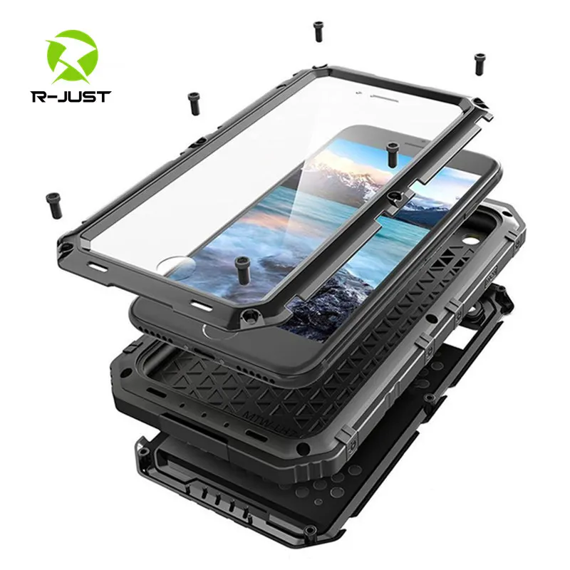 

Luxury armor Metal Aluminum Waterproof phone Case for iPhone XR X 6 6S 7 8 Plus XS Max Shockproof Dustproof Heavy Duty Cover