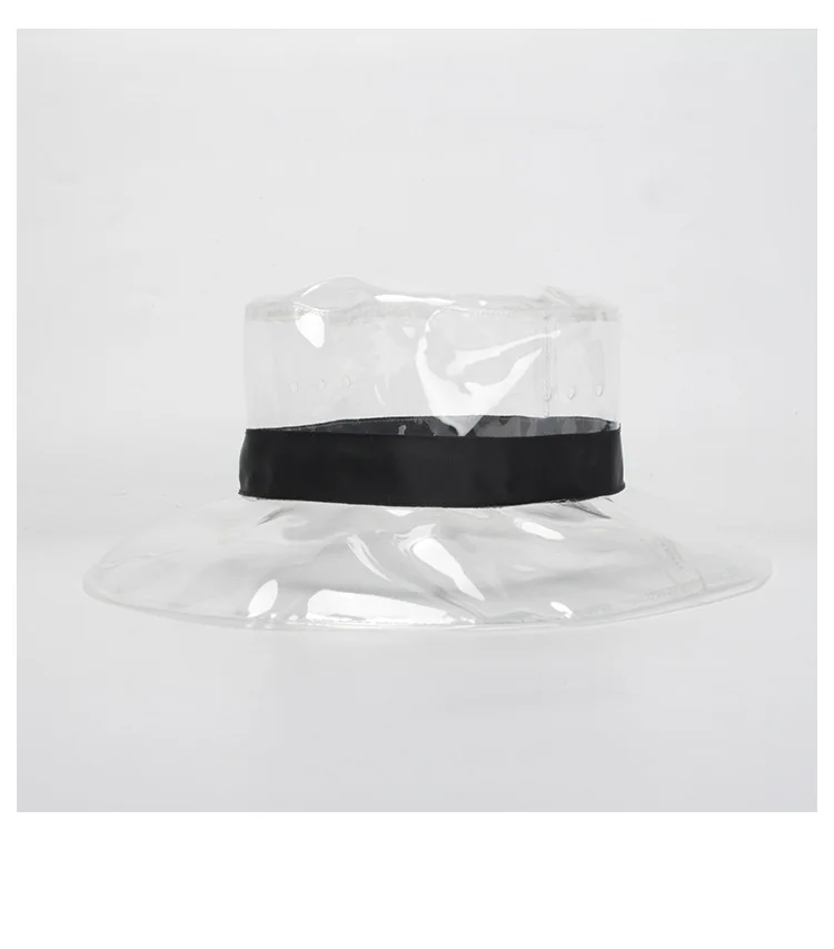 Новая прозрачная непромокаемая шляпа с широкими полями, летняя, для пляжа, для путешествий, пластиковые шляпы-ведерки, модная, однотонная, солнцезащитная, УФ-защита для женщин