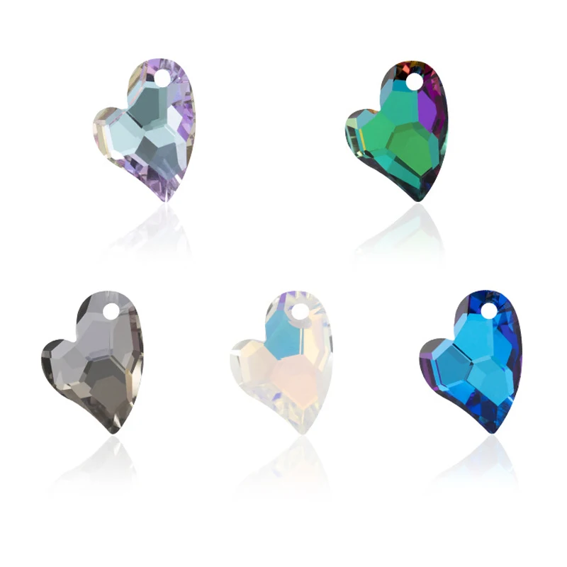 

6pcs Murano Grass Crystal Heart Charm Pendant Twinkling Rhinestone Faceted Beads For Making DIY Earrings Jewelry Accessories