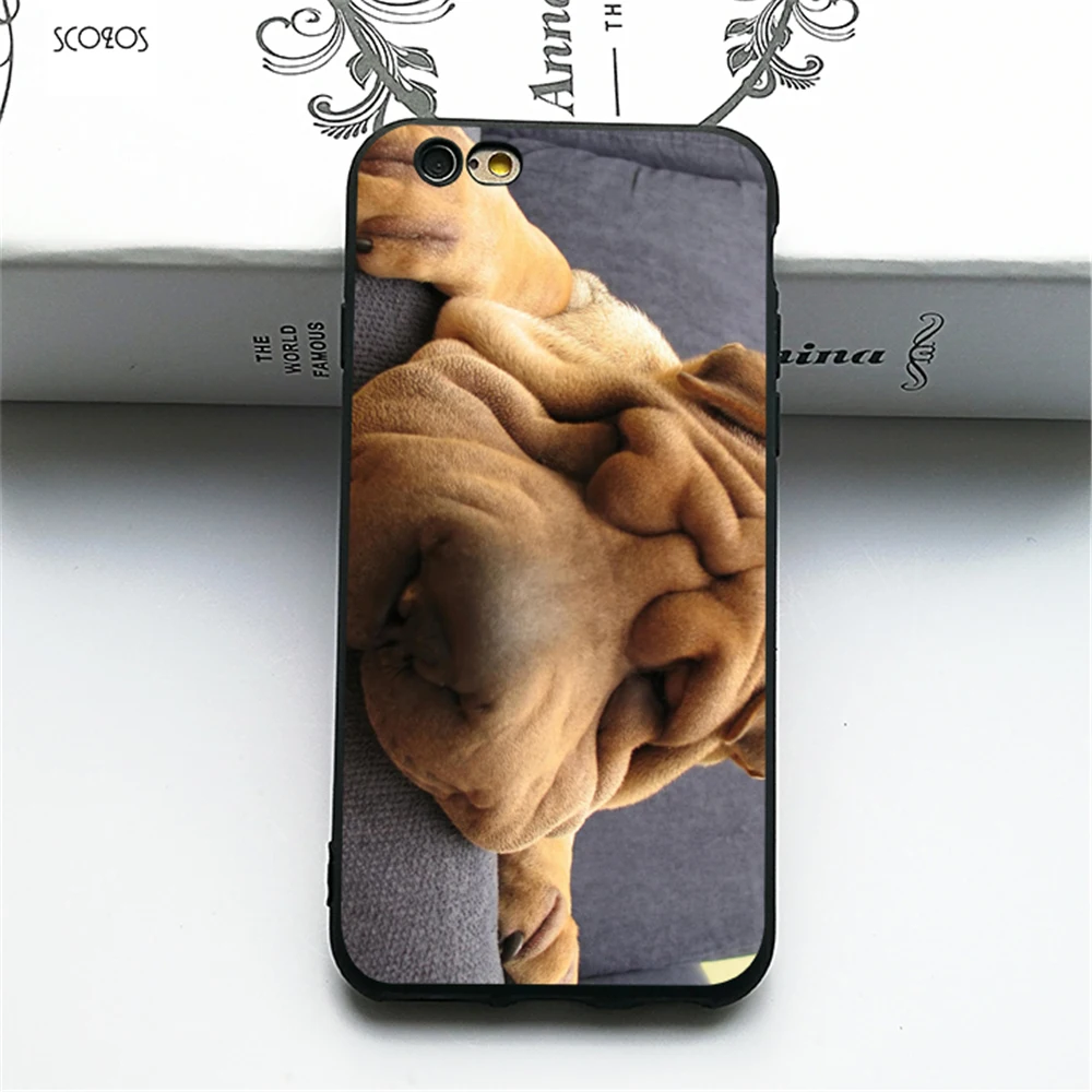 SCOZOS Funny Shar Pei Dog Silicone Phone Case Soft Cover For Iphone 5 5S Se 6 7 8 6S Plus X Xr Xs Max |