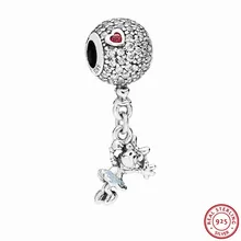 925 пробы серебро Desney Minie мыши Компьютерные Мотаться Бусины красный и ясно CZ голубой эмалью DIY Fit PANDORA талисманы для ювелирных изделий FL743