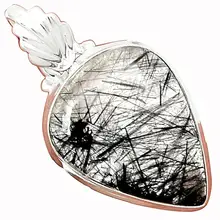 Lovegem Подлинная Черная рутиловая Подвеска 925 пробы серебра, 36,5 мм, AP3322