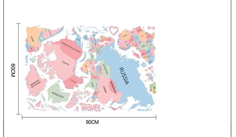 Горячая карта мира стикер для детей Красочные английские Mapa Mundi настенные наклейки для гостиной diy спальня Adesivo де Parede SD199