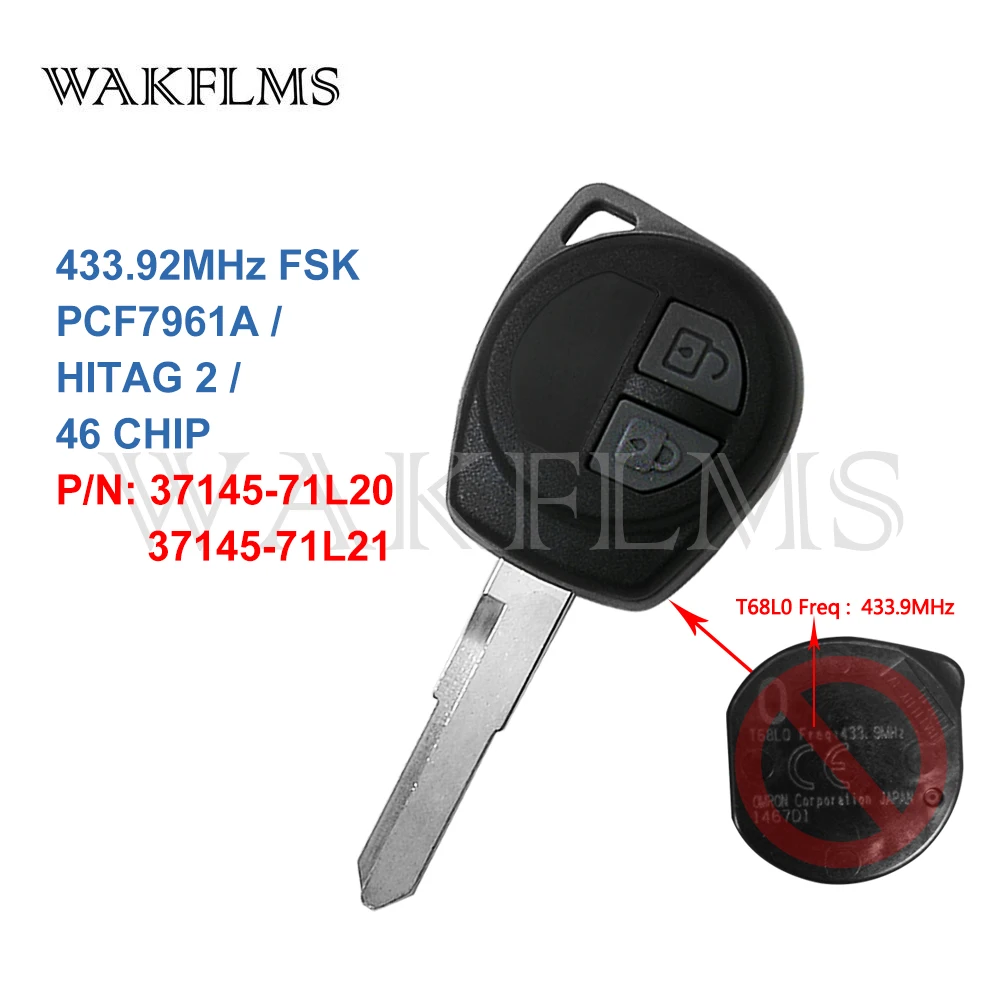 

Newest Updated 2 Btns 433.92MHz PCF7961A / 46 CHIP Remote Key For Suzuki Swift 37145-71L20 37145-71L21 Replace T68L0 Genuine Key