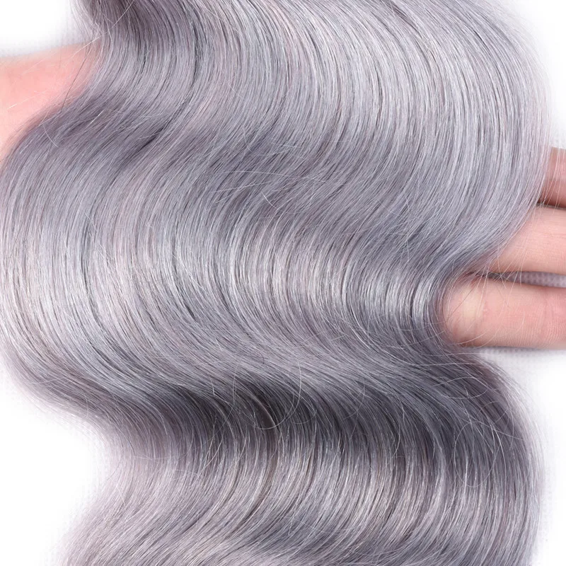 Body Wave Hair Bundles Grey Bundles 3/4 PCS Peruvian Hair Bundles Weaves Ombre Gray Human Hair Bundles RXY Remy Hair Extensions