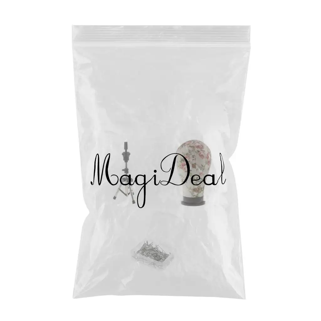 Mannequin Cork Canvas Block Training Head+Pratice Holder Stand Rack+100 T Needle Pins Set for Wig Toupee Making Weaving.