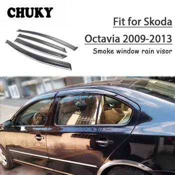 baratas Chuky 4 Pcs ABS Estilo Do Carro Dom Viseiras Da Janela Toldos Abrigos Escudo Chuva Para Skoda Octavia 2009 2010 2011 2012 2013 Acessórios