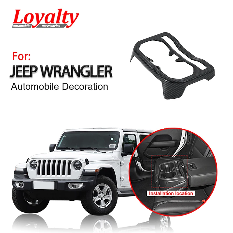 

Loyalty for Jeep Wrangler JL 2018 2019 Rear Backseat Water Cup Holder Decoration Cover Trim ABS Car Accessories