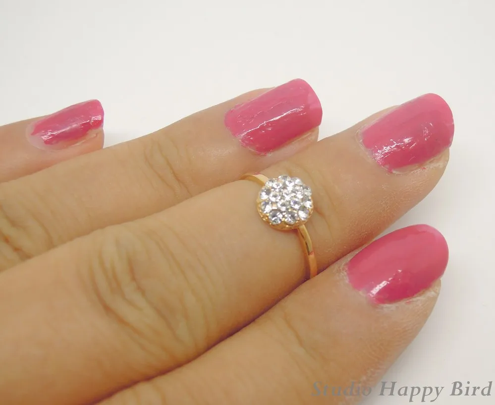 Fashion Jewelry Alloy Plated Real Gold Paved Crystal Setted Circle Knuckle Ring Finger Designer Brand | Украшения и аксессуары