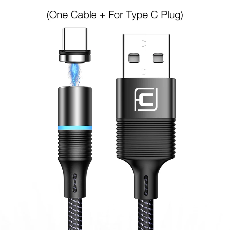 CAFELE QC3.0 светодиодный магнитный USB кабель для iPhone usb type C Micro кабель для samsung huawei Xiaomi Oneplus 3A кабели для быстрой зарядки - Цвет: Black for Type C