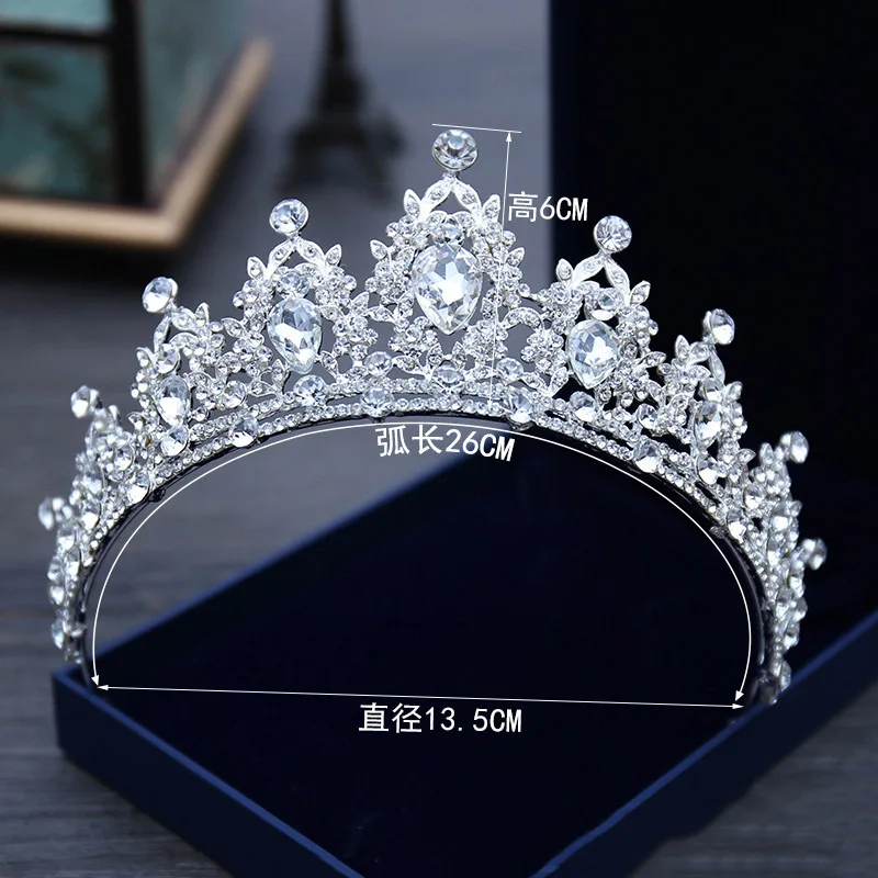 Diários de noiva Nupcial Flor Waterdrop Cor Prata Strass Noiva 3 pcs Set Colar Brincos Conjunto De Jóias de Casamento Da Tiara Da Coroa (2)