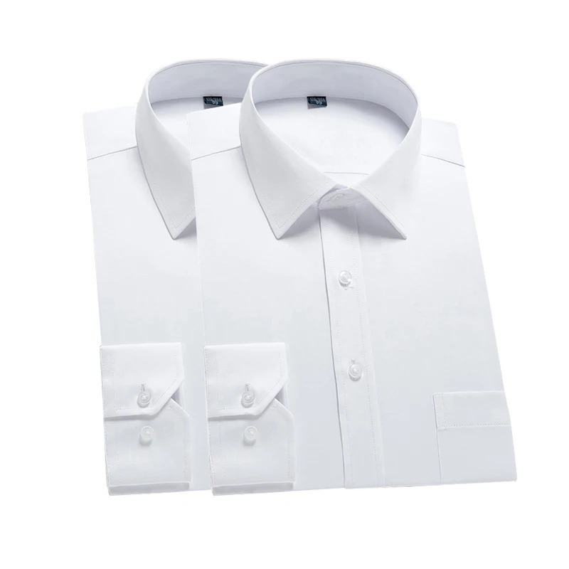 Unisplendor 2 قطعة مجموعة طويلة الأكمام الرجال ضئيلة اللباس قميص عالية الجودة الصلبة الذكور الملابس صالح قمصان رسمية زائد حجم 4XL YN10403