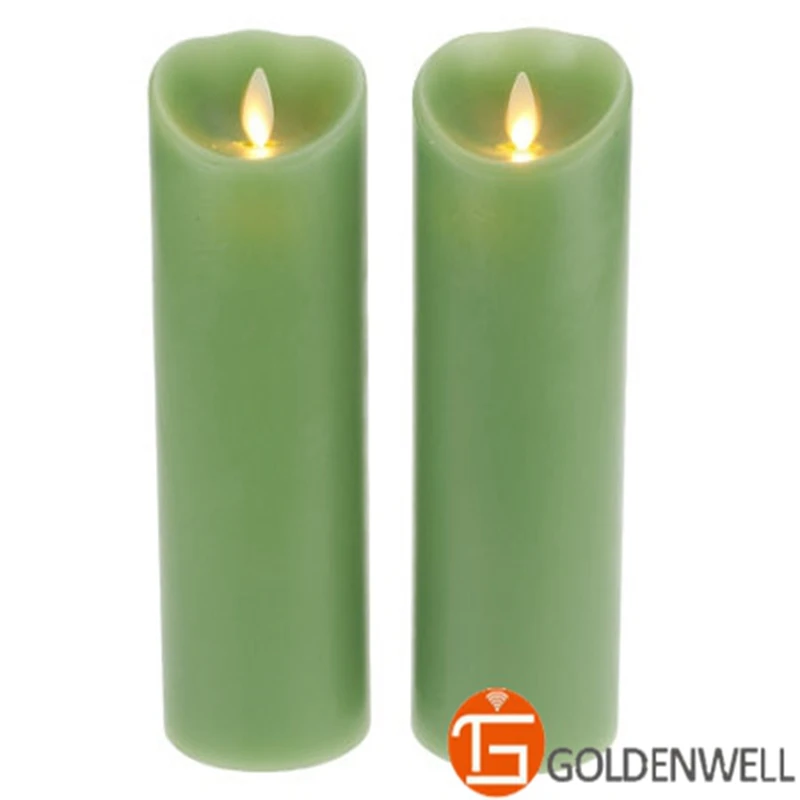 3.5"x5" Green LED Flameless Candle Luminara Type Pillar Timer Candlein Candles from Home