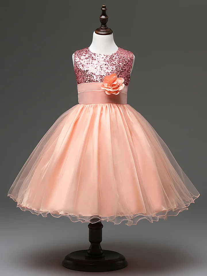 Нарядное платье для девочек, платья для девочек, держащих букет невесты на свадьбе, карнавальные Бальные платья, детские Платья с цветочным рисунком, vestido de fiesta infantil menina - Цвет: Pink C