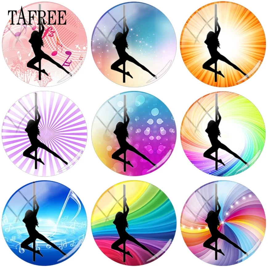 

TAFREE 25mm Glass Cabochon Cover Beads Pole Dancer Picture Jewelry Findings Components For Keychain