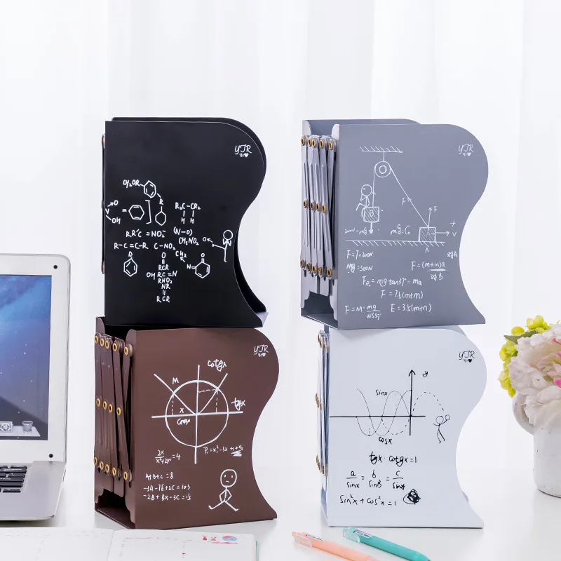 

Creative lovely retractable metal bookends Books Reading rack Student Stationery Office Desktop organizer decorative ornaments