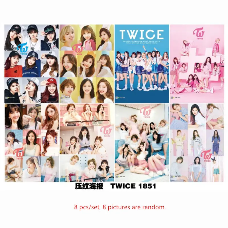 

8 pcs/set different designs A3 Posters KPOP girl group Twice TARA 2NE1 BLACKPINK Girl's Generation F(x) Wall Pictures Sticker