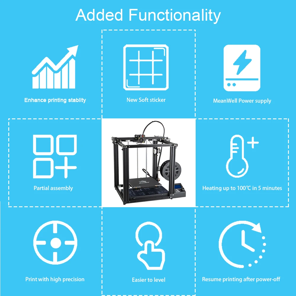 3D принтер Ender-5 большой размер печати Cmagnetic сборка пластина, выключение питания, простое построение ядра-XY Creality 3D ender 5