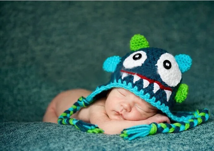 

Newborn Photography Props Baby Handmade Knitting Hats Monster Cap Newborn Photography Accessories Baby Photo Props