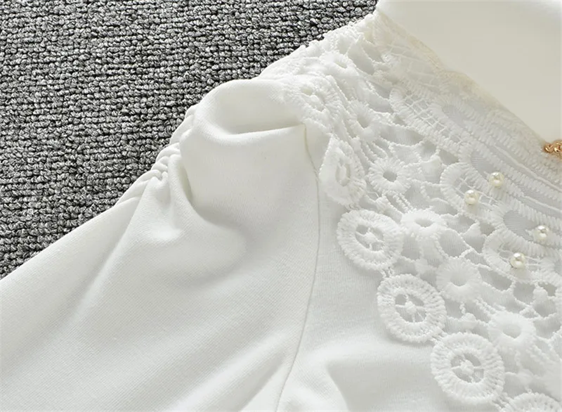 3-15Y Girls White Blouse Lace School Girl Blouse For Girls Long Sleeve Shirts Spring & Autumn Fashion Shirt Kids Clothes AA1985
