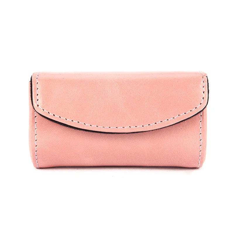 Women Genuine Real Leather Lipstick Case With Mirror Comestic Makeup