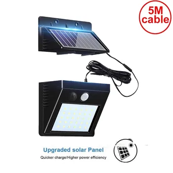 

30 leds solar light split panel 3 modes wall security street deck decor fence spot flood lights for home indoors usage 5M cable
