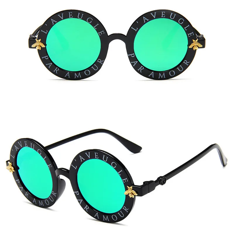 Детские солнцезащитные очки в стиле стимпанк с Пчелой для мальчиков и девочек, винтажные детские солнцезащитные очки, круглые очки для малышей, детские солнцезащитные очки - Цвет линз: e