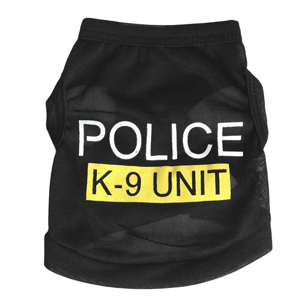 Police Suit Cosplay Dog Clothes Black Elastic Vest Puppy T-Shirt Coat Accessories Apparel Costumes Pet Clothes for Dogs Cats