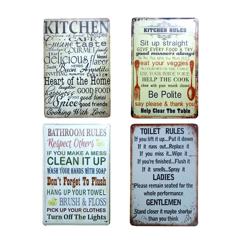 

Bathroom House Rules Poster Metal Tin Sign Coffee Pub Club Poster Tips Vintage Plaque Toilet Rules Famly Wall Decor Plate 20*30
