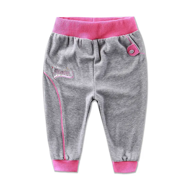 Детские длинные штаны для детей от 1 до 3 лет, велюровые брюки, весенняя одежда для мальчиков и девочек, детская одежда с эластичной резинкой на талии - Цвет: Розовый