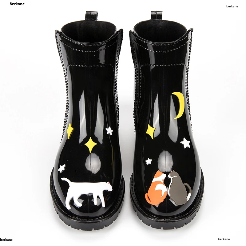 women's rain boots with cats on them