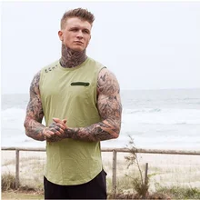 Брендовая мужская летняя хлопковая облегающая Мужская майка, одежда для бодибилдинга, майка для фитнеса, 2 цвета