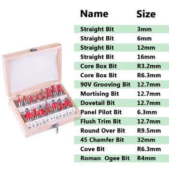 

Wood Cutter Mill Woodworking Engraving Cutting Tools 15pcs/set 8mm Diameter Milling Cutter Router Bit Set Carbide Shank