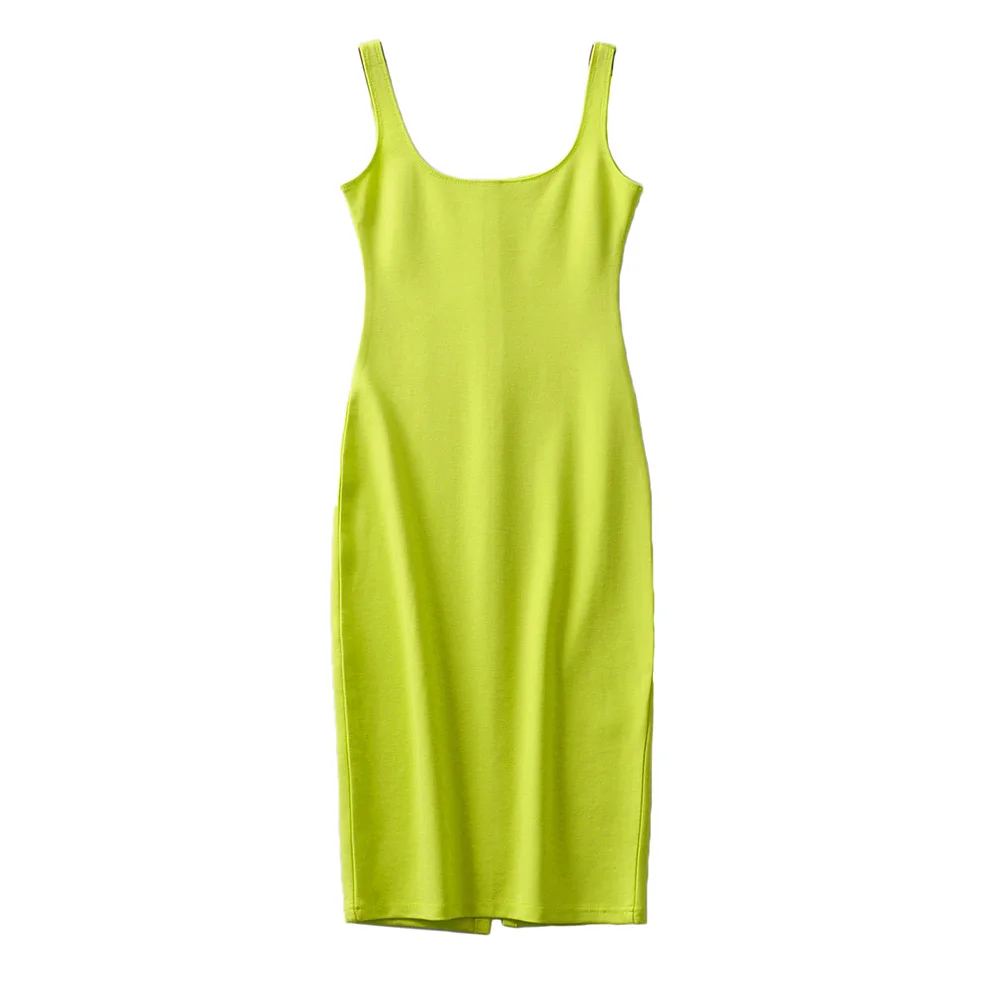 Bradely Мишель летнее платье Vestido Для женщин пикантные разрез сзади рукавов Bodycon Танк платье длиной до колен - Цвет: Зеленый