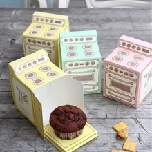Caja de regalo de papel impresa con horno vintage en 3 colores, caja de cupcake, molde para pastel cajita de recordatorio para fiestas W7257