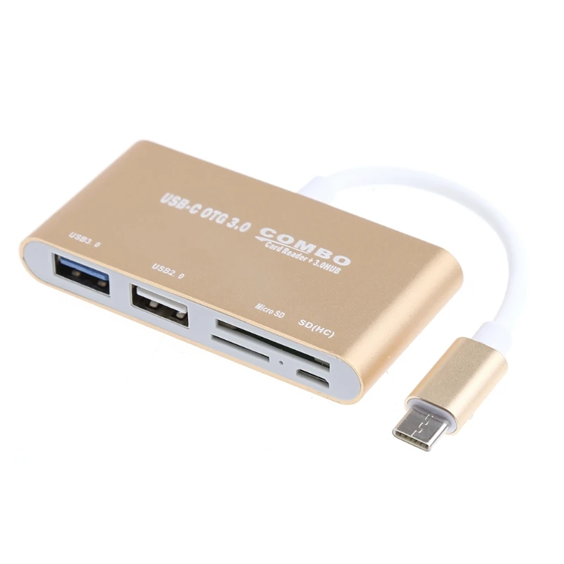 5in1 Type C OTG Card Reader USB 3 0 USB2 0 HUB TF SD Card Writer