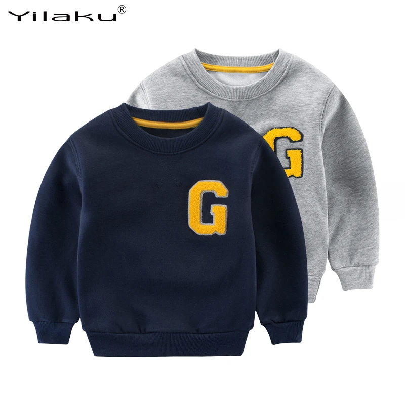 Yilaku baby sweatshirt boys t shirt long sleeve baby hoodie boy Thicken Fleece sweatshirt kids boys clothing Embroidery CG372