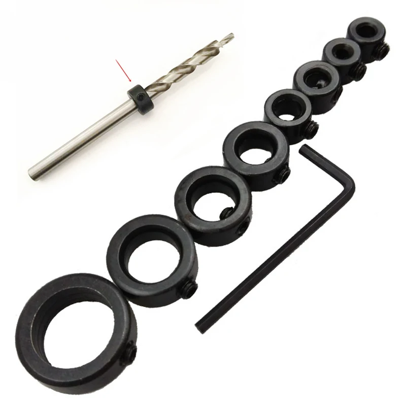 

8Pcs/Set Woodworking Drill Bit Depth Stop Collars Ring Positioner Drill Locator wood working drill bit set Locator