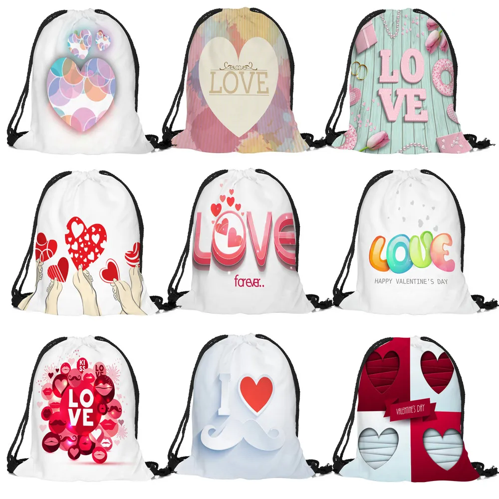 2018 Valentine s Day Lover couples font b Drawstring b font font b Bag b font
