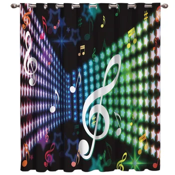 

Musical Notes Window Treatments Curtains Valance Curtain Lights Living Room Bathroom Kitchen Fabric Decor Curtain Panel